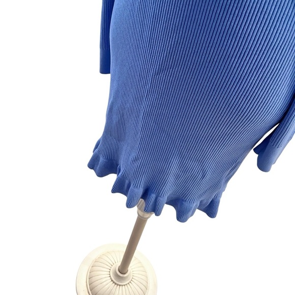 J. CREW $168 BLUE SUPERSCULPT RUFFLE NECK SWEATER MINI DRESS SIZE LARGE - Picture 6 of 12